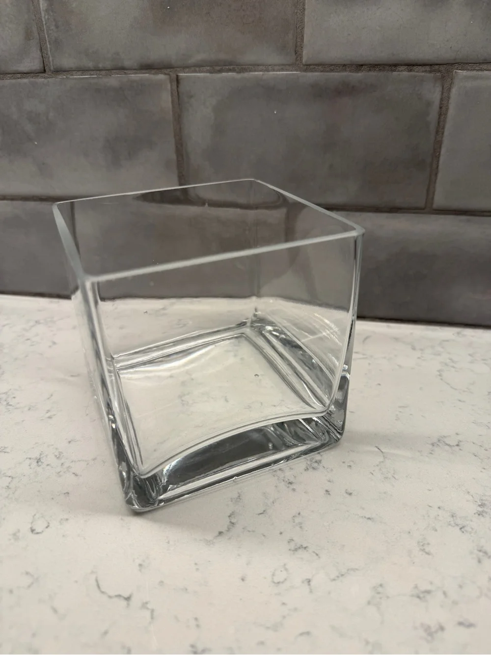 Clear Square Glass Vase / Candle Holder